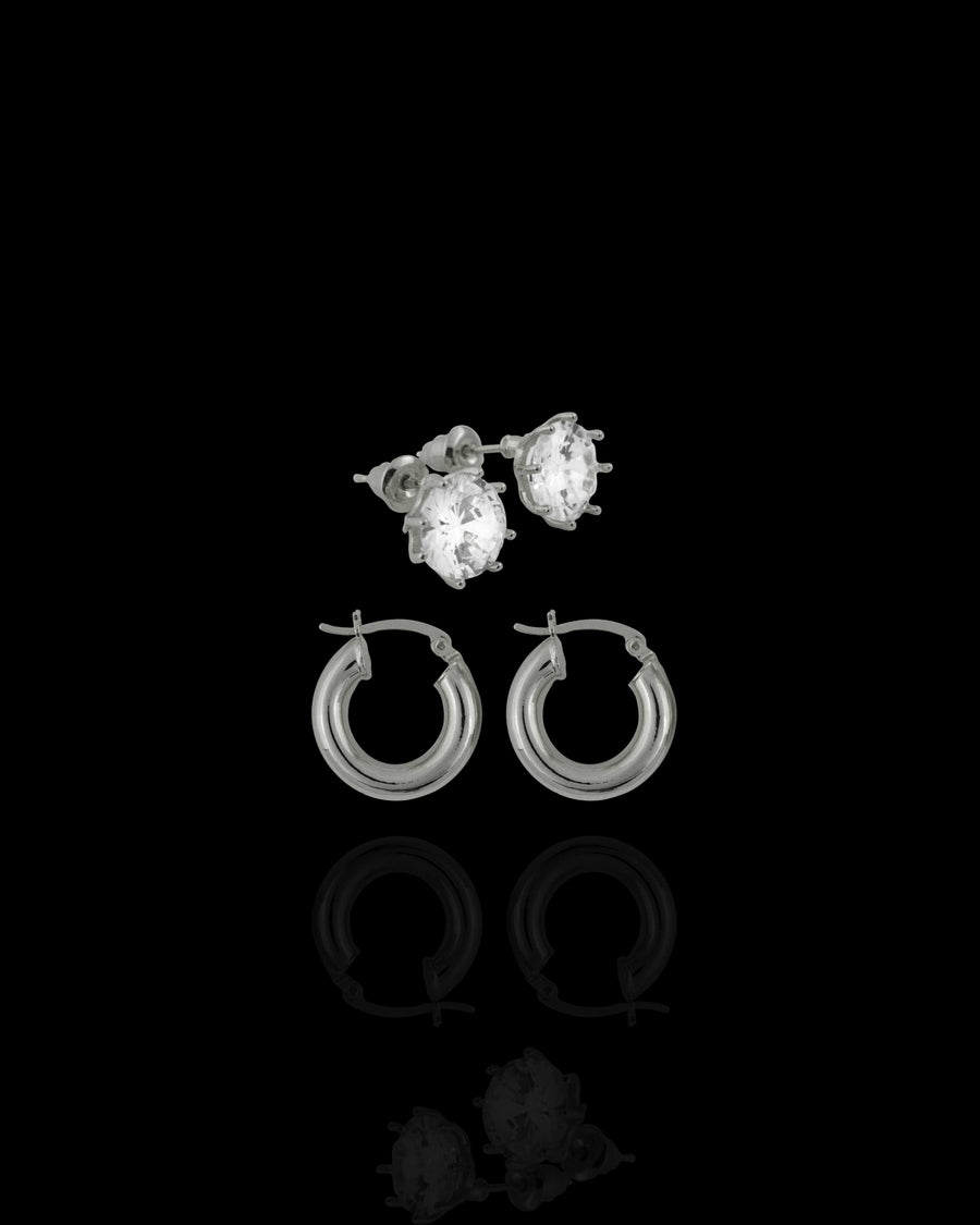 Etoile Earring & Basic Bish Hoop II Set (Silver)